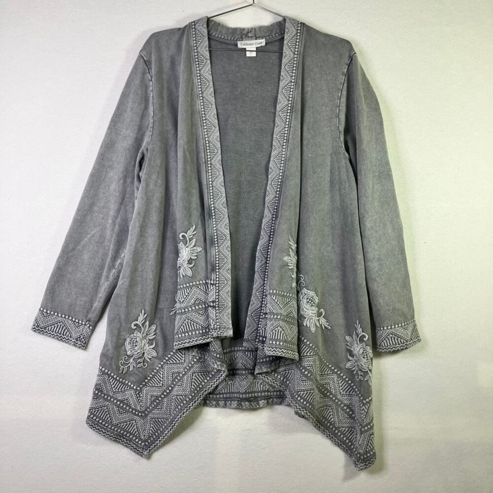 Coldwater Creek Boho Embroidered Cardigan L Floral Romantic Southwestern